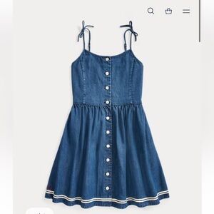 Ralph Lauren Girls Fit and Flare Chambray Jean Sun Dress